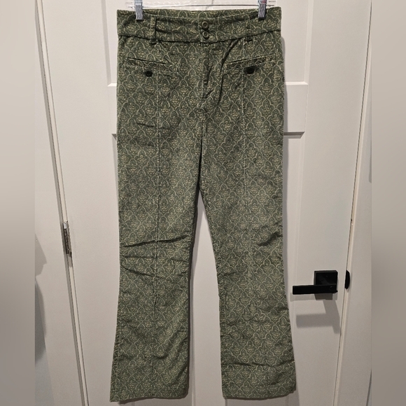Free People Olive Patterned Pants - Picture 1 of 4